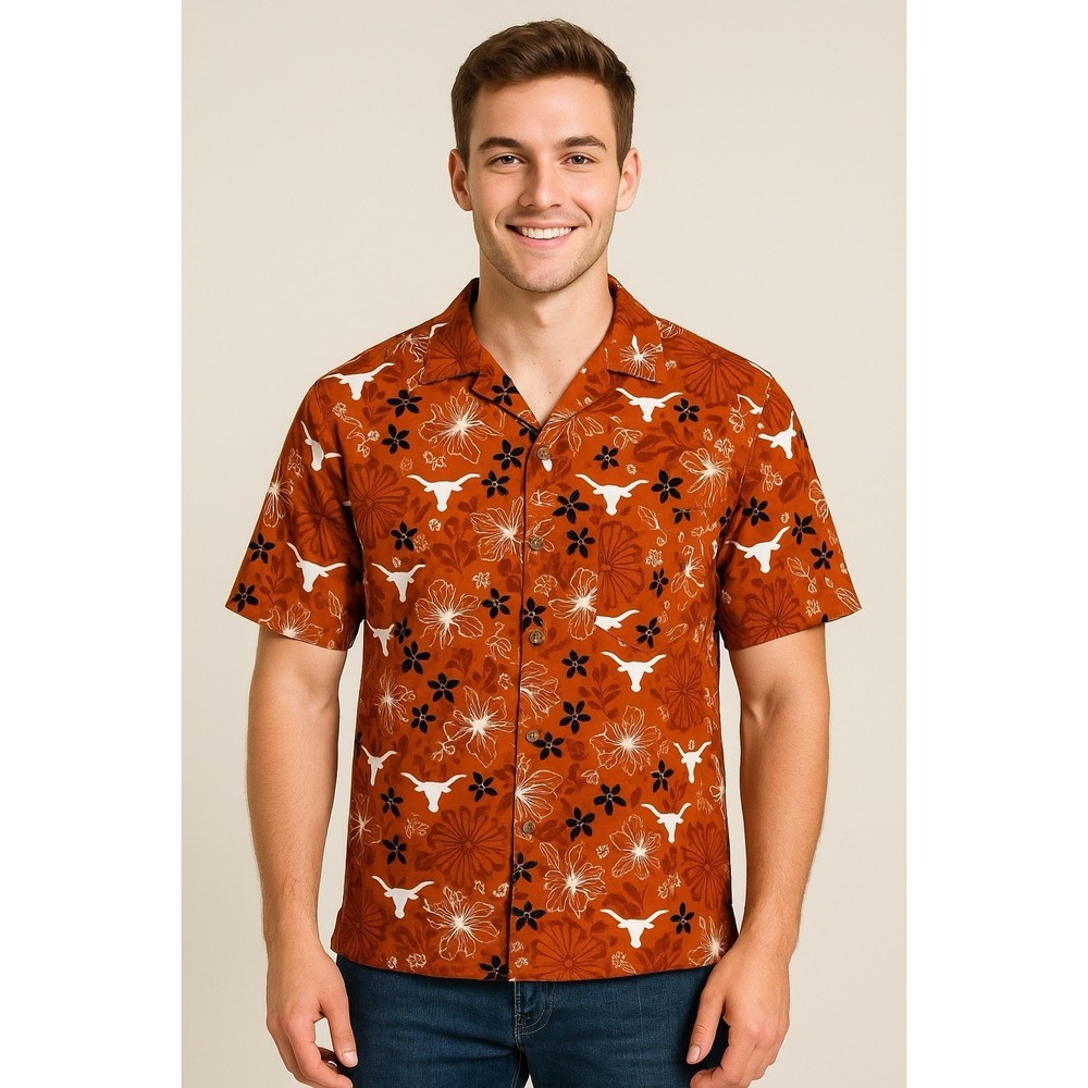 UT University Texas Longhorns Champion Men Size Medium Hawaiian Shirt Orange NWT